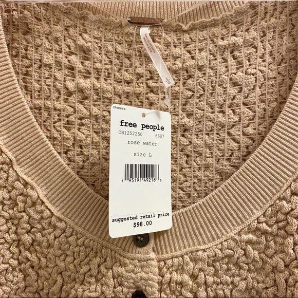 Neutral Beige Cropped Cardigan Sweater - Picture 3 of 3